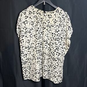 Halogen Cap Sleeve Blouse 1X Plus Size Animal Print Black White Nordstrom Top